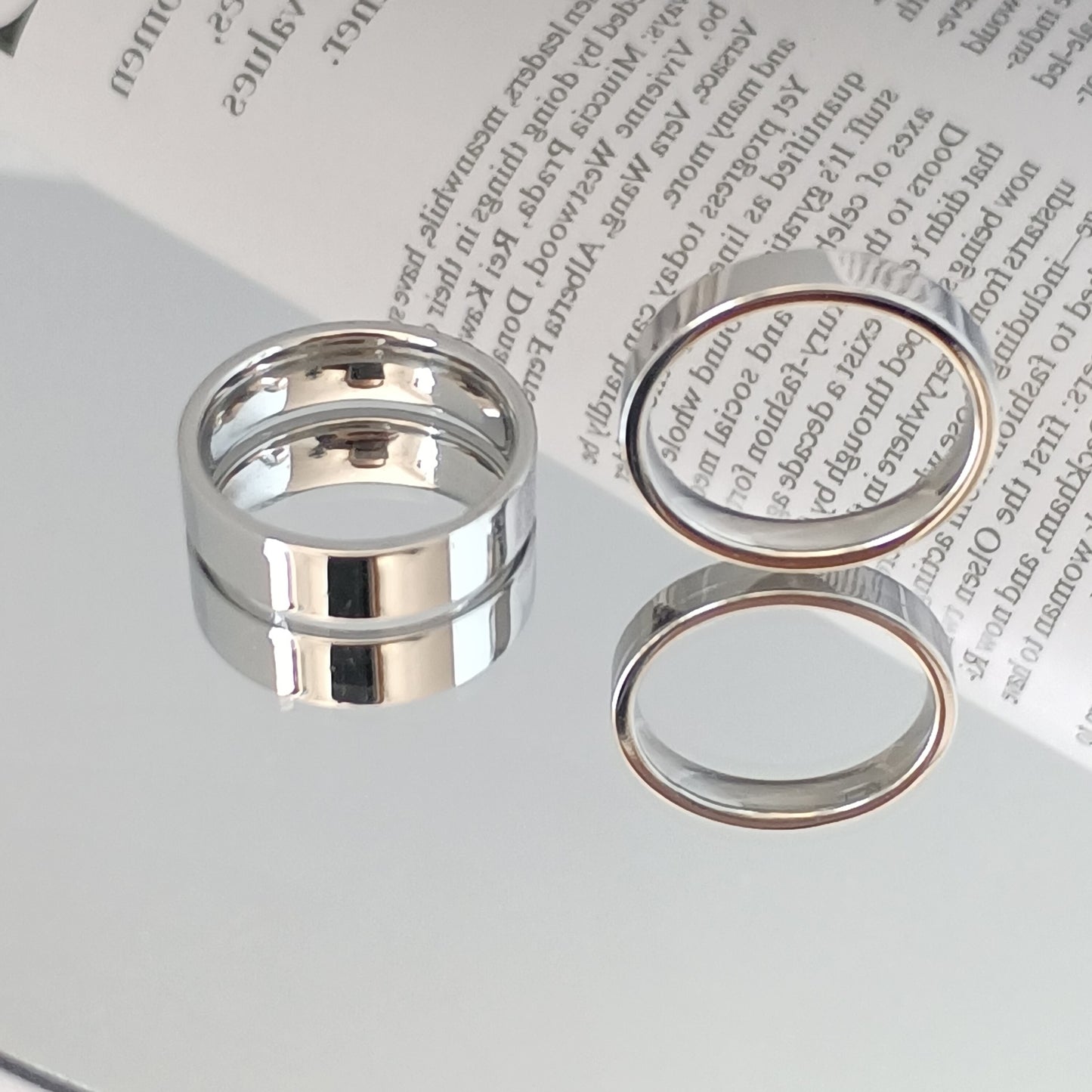 Fashion Simple Glossy Titanium Steel Lettering Rings