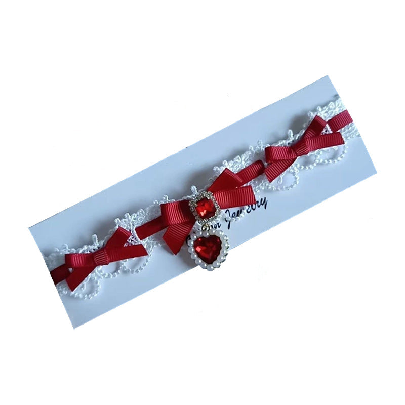 Lace Love Heart Bow Tie Collar Niche Lolita Pure Desire Necklace