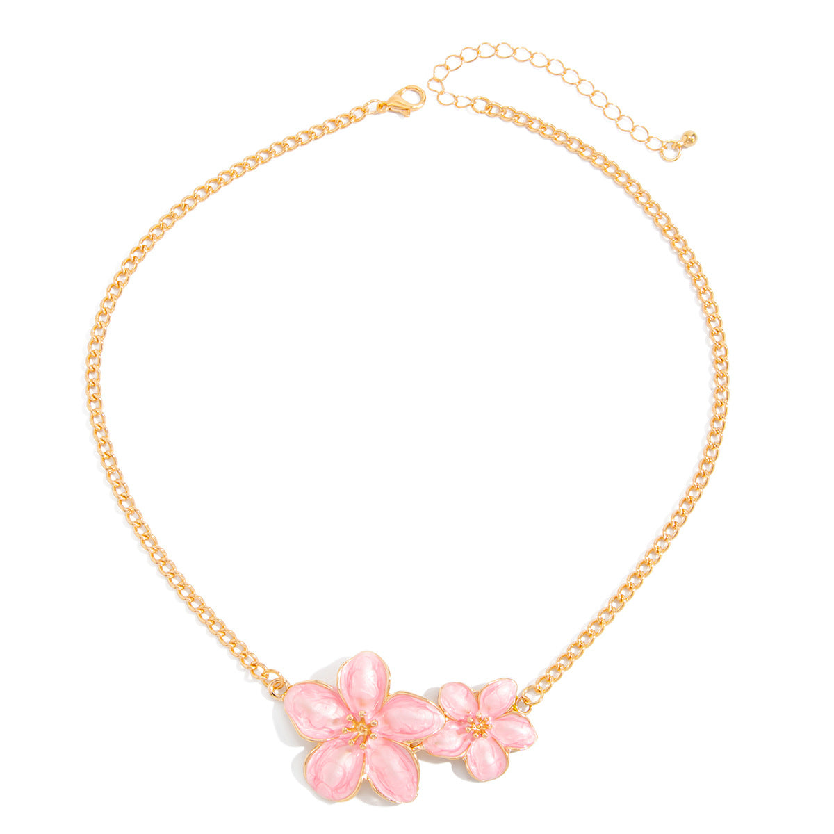 Style Glaze Flowers Refreshing Stylish Five Petal Flower Clavicle Pendants