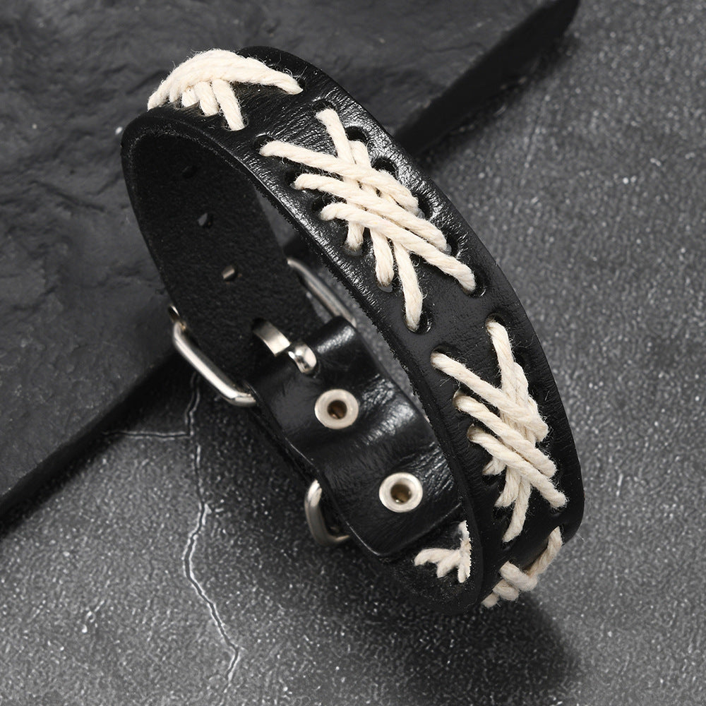 Men's Simple Vintage Punk Style Handmade Hemp Rope Bracelets