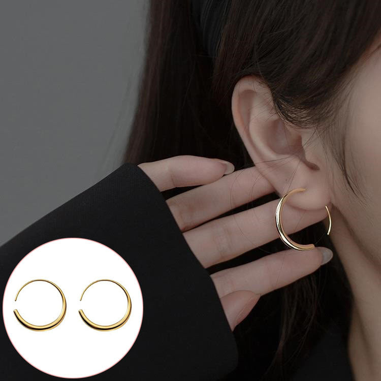 Women's French Style Hoop Design Simple Earclip Stud Earrings