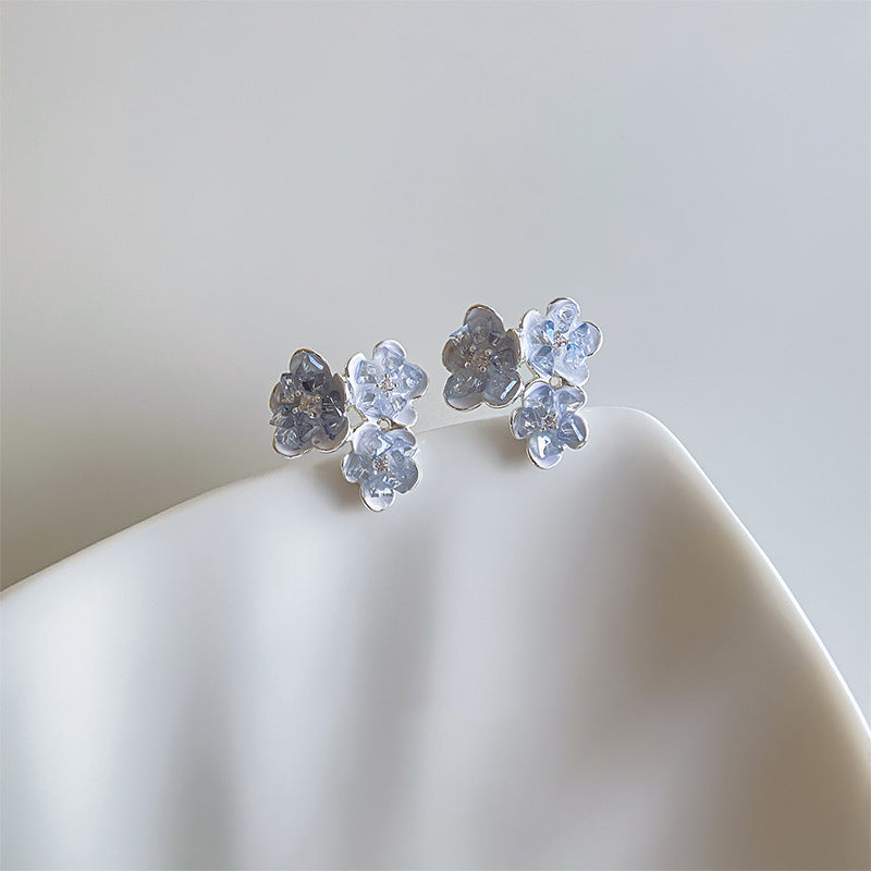 Oil Flower Cluster Niche Design Artistic Female Temperament Stud Earrings