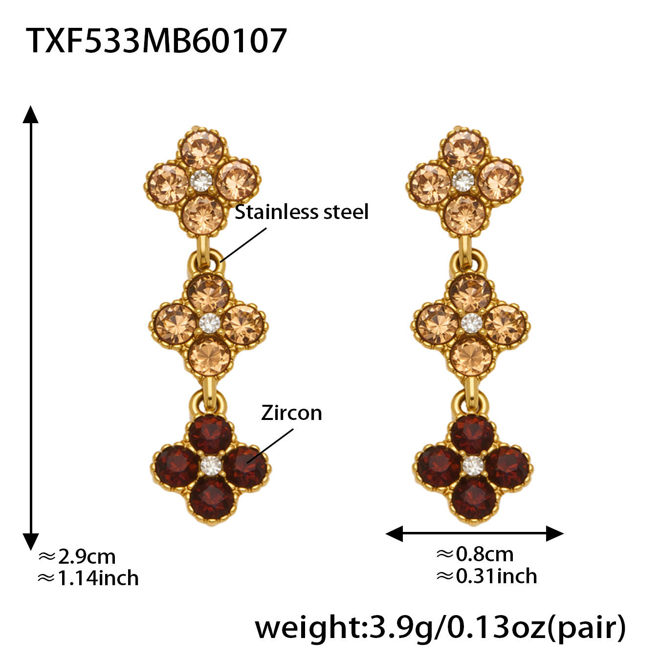 Elegant Color Inlaid Zircon Petal Clover Fashion Lady Jewelry Set