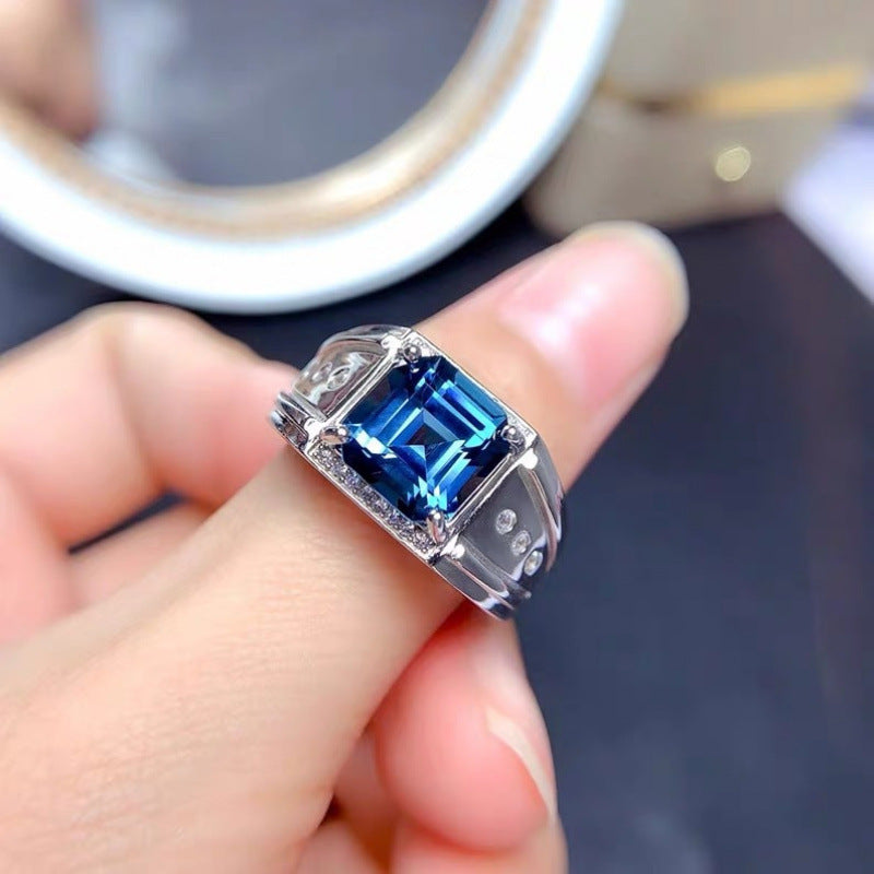 Women's & Men's Popular Sapphire Open Square Diamond Full Retro Ring