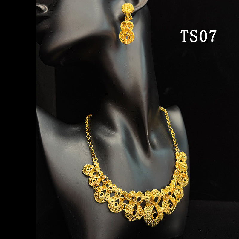Gold Plated Female Bridal Wedding Imitation Jewelry Set