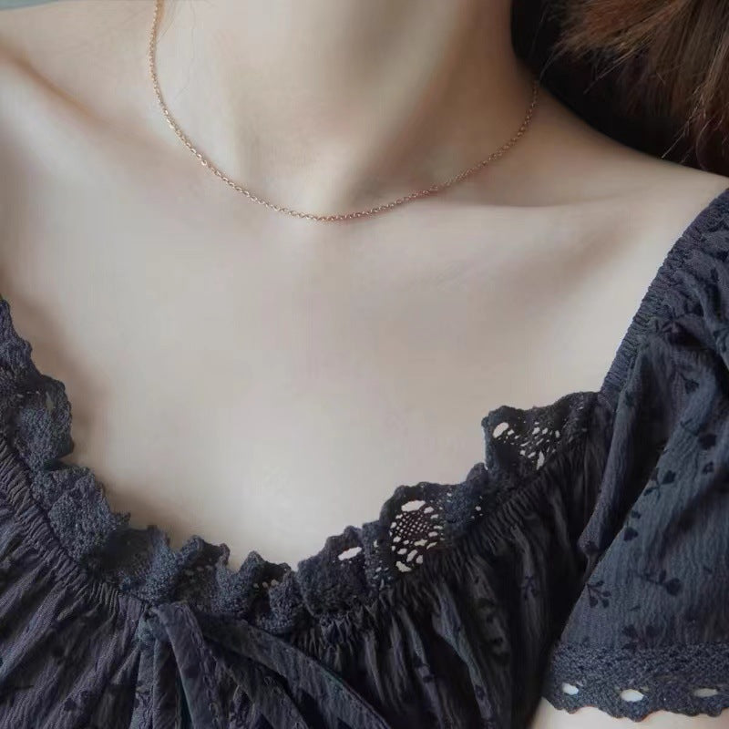 O-shaped Chain Clavicle Snake Bones Colored Gold Fine Single Rose Necklace