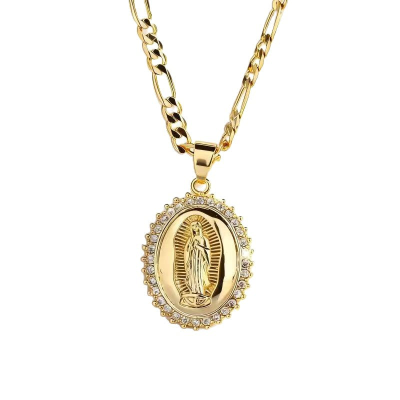 Women's Inlaid Zircon Virgin Mary Vintage Bohemian Necklace
