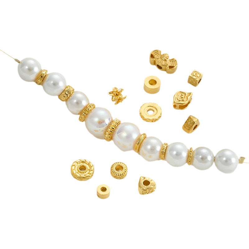 Alluvial Gold Wheel Spacer Beads Copper Jewelry Accessories