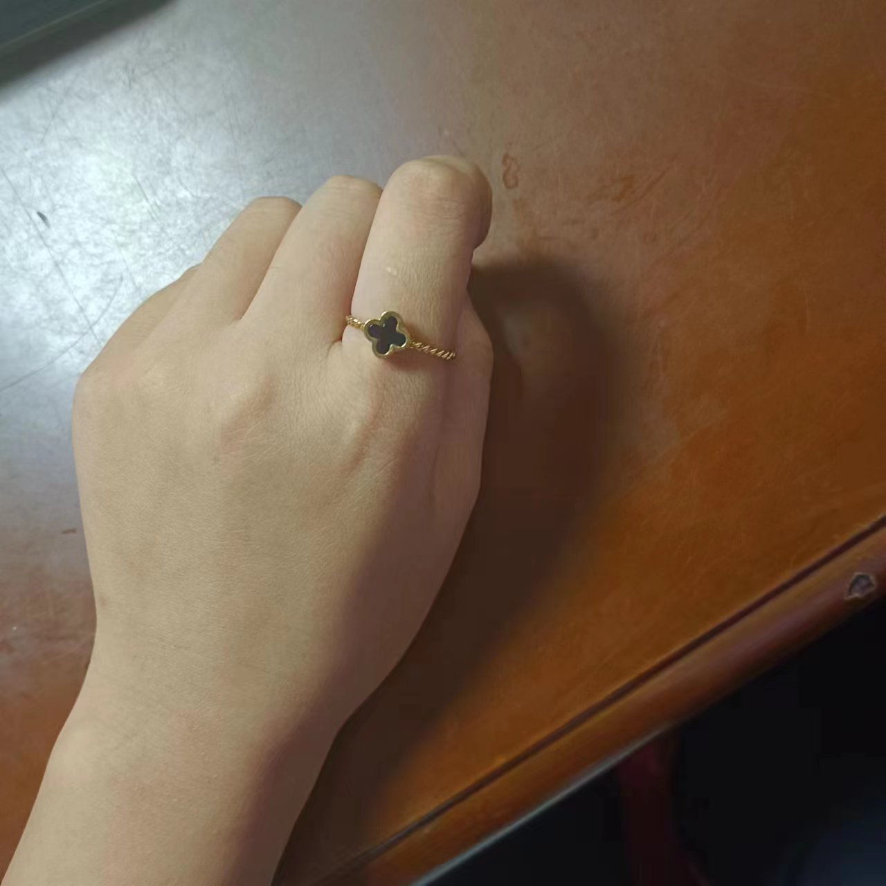 Refreshing Minority Simple Personality Fashion Lucky Four-leaf Clover Stainless Ring