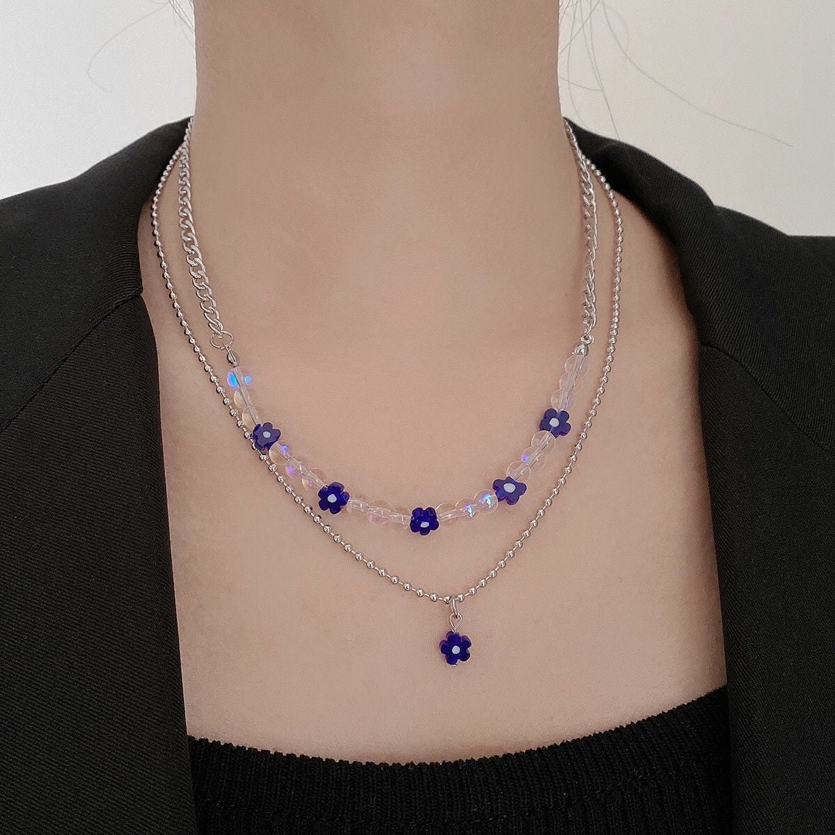 Flower Niche Design Crystal Clavicle Chain Wind Necklaces
