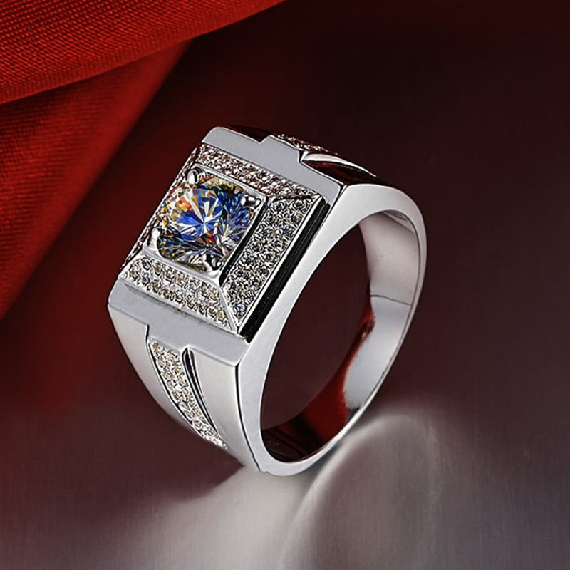 Men's Source Moissanite Open Mouth Man's Domineering Opening Adjustable Ring