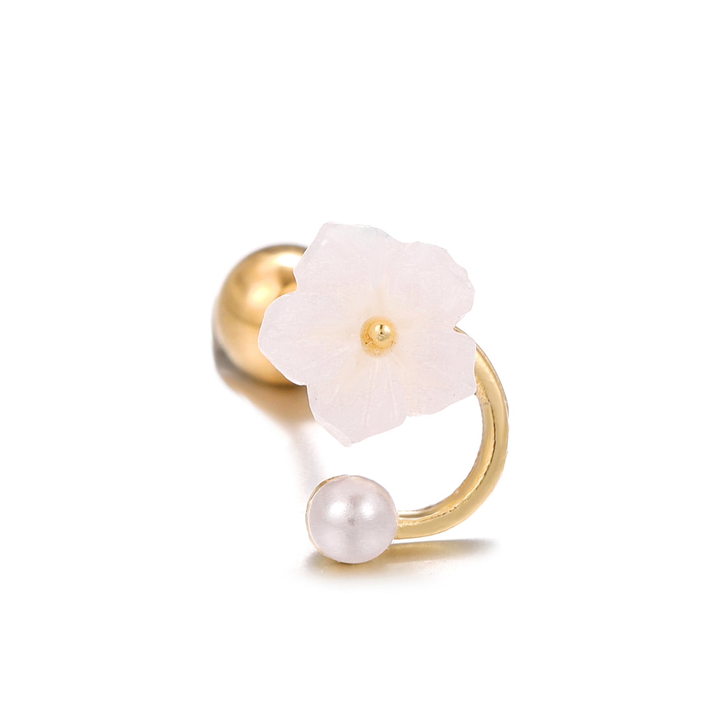 Mori Style Fresh Zircon Flower Ear Bone Stainless Steel Fine Stud Earrings