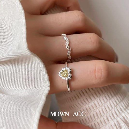 Korean Style First Line Winding Twist Open-end Temperament Rings