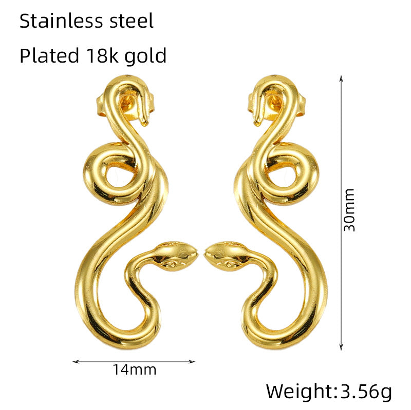 Women's Stainless Steel Snake For Exaggerated Personalized Gold Earrings