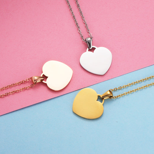 Stainless Steel Personality Simple Couple Gift Heart Love Necklace