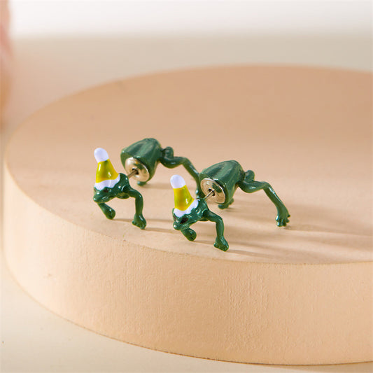 Versatile Creative Interspersed Hat Frog Female Earrings