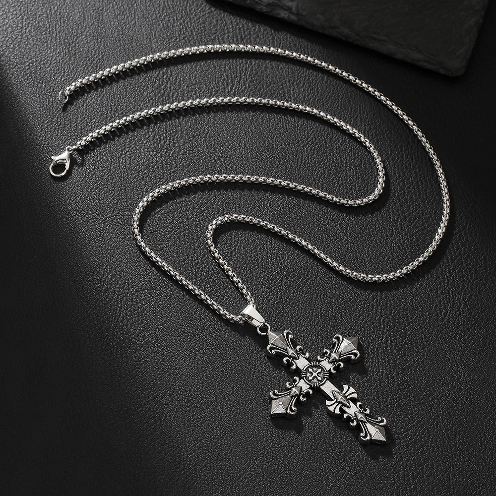 Retro Personality Cruciate Flower Cross Alloy Punk Hip Pendants