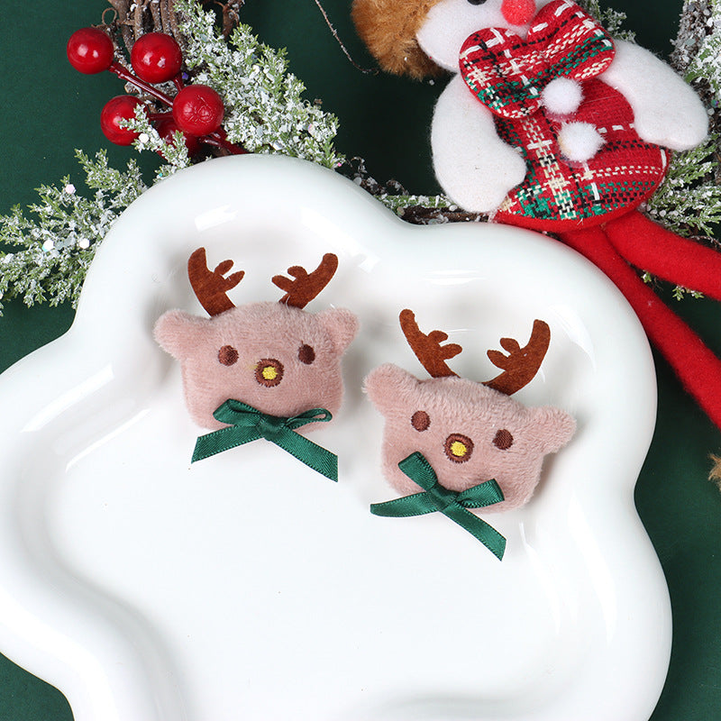 Christmas Brooch Plush Doll Santa Claus Snowman Elk Cartoon Jewelry Accessories