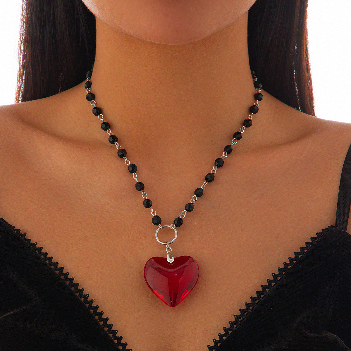 Love Blood Drop Dark Crystal Beads Necklaces