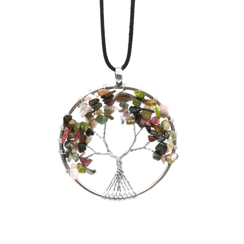 Natural Gravel Crystal Lucky Tree Colorful Necklaces