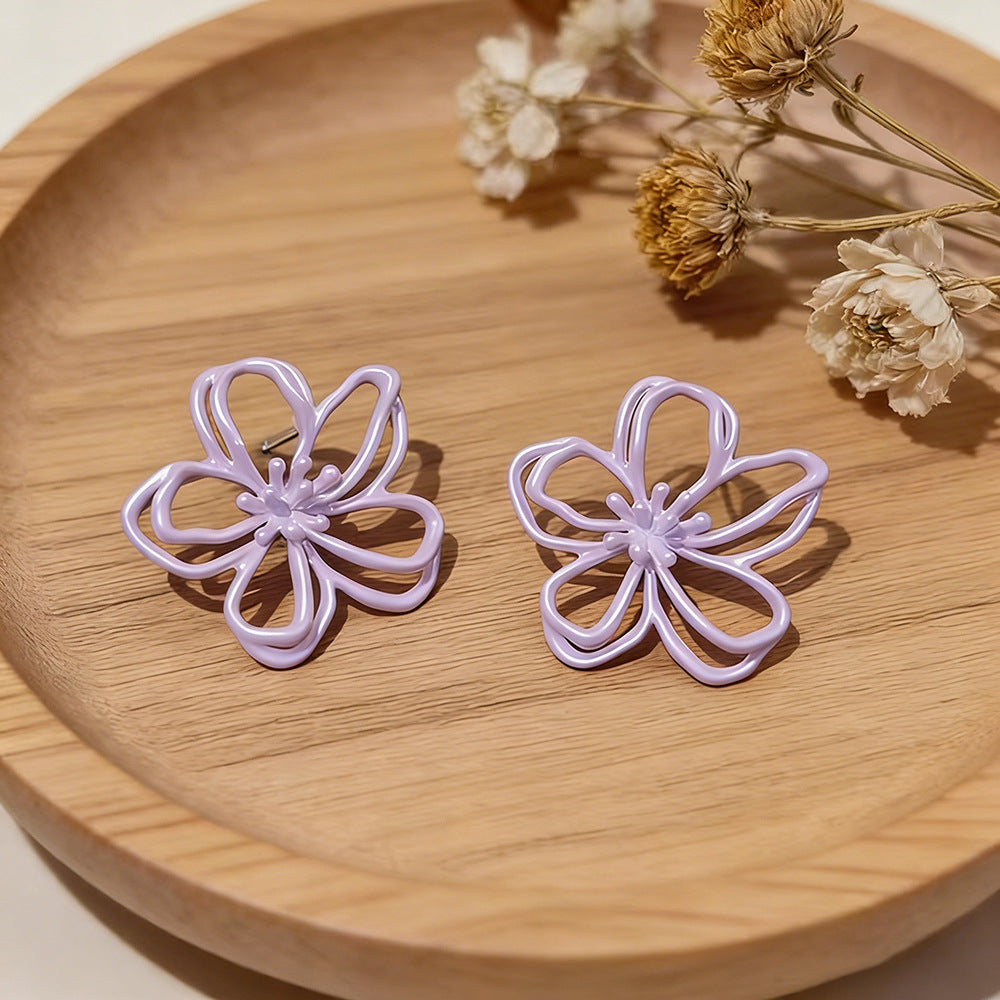 Hollow Flower Fresh Sweet Exaggerating Super Fairy Rings