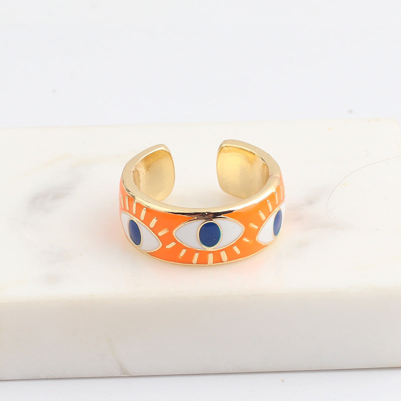 Female Devil's Eye Gold Plated Drop Rings