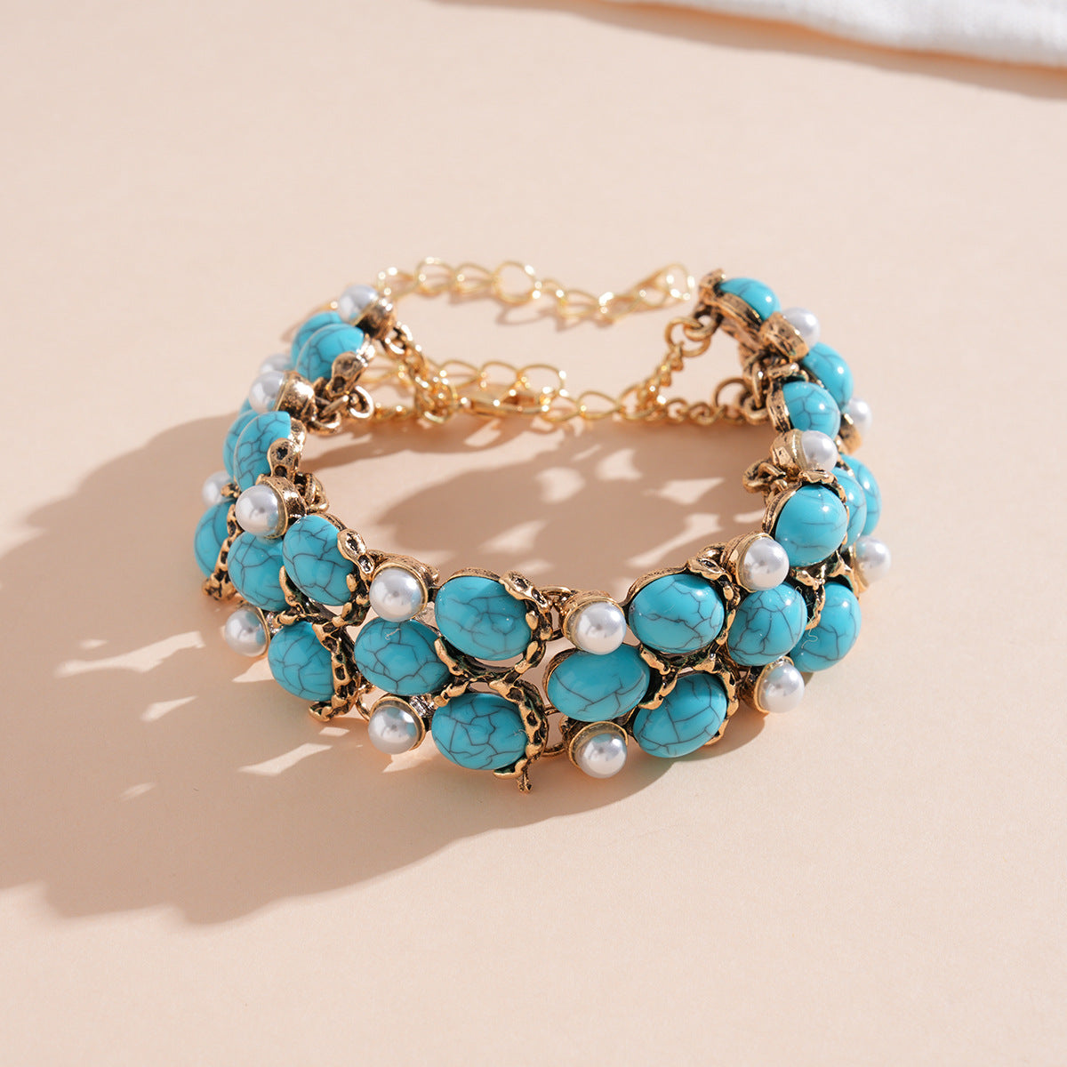 Style Turquoise Blue Diamond Flower Ear Light Luxury Minority Clavicle Necklaces