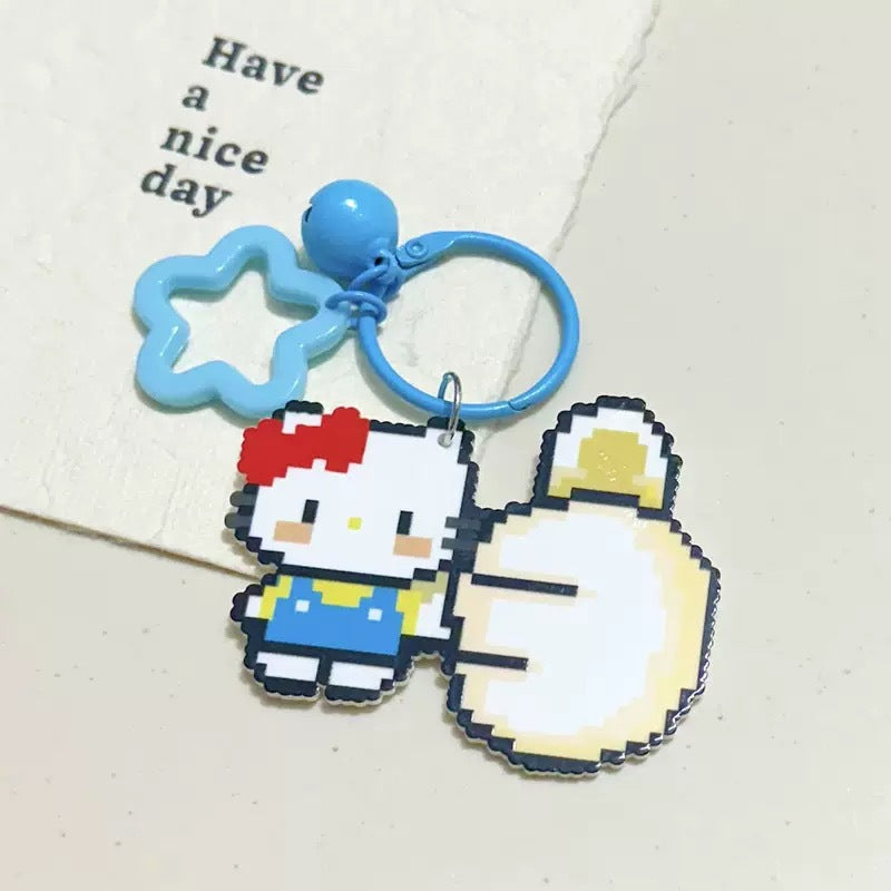 Pixel Cartoon Key Button Schoolbag Cute Acrylic Hang Decorations Hanging Ornaments