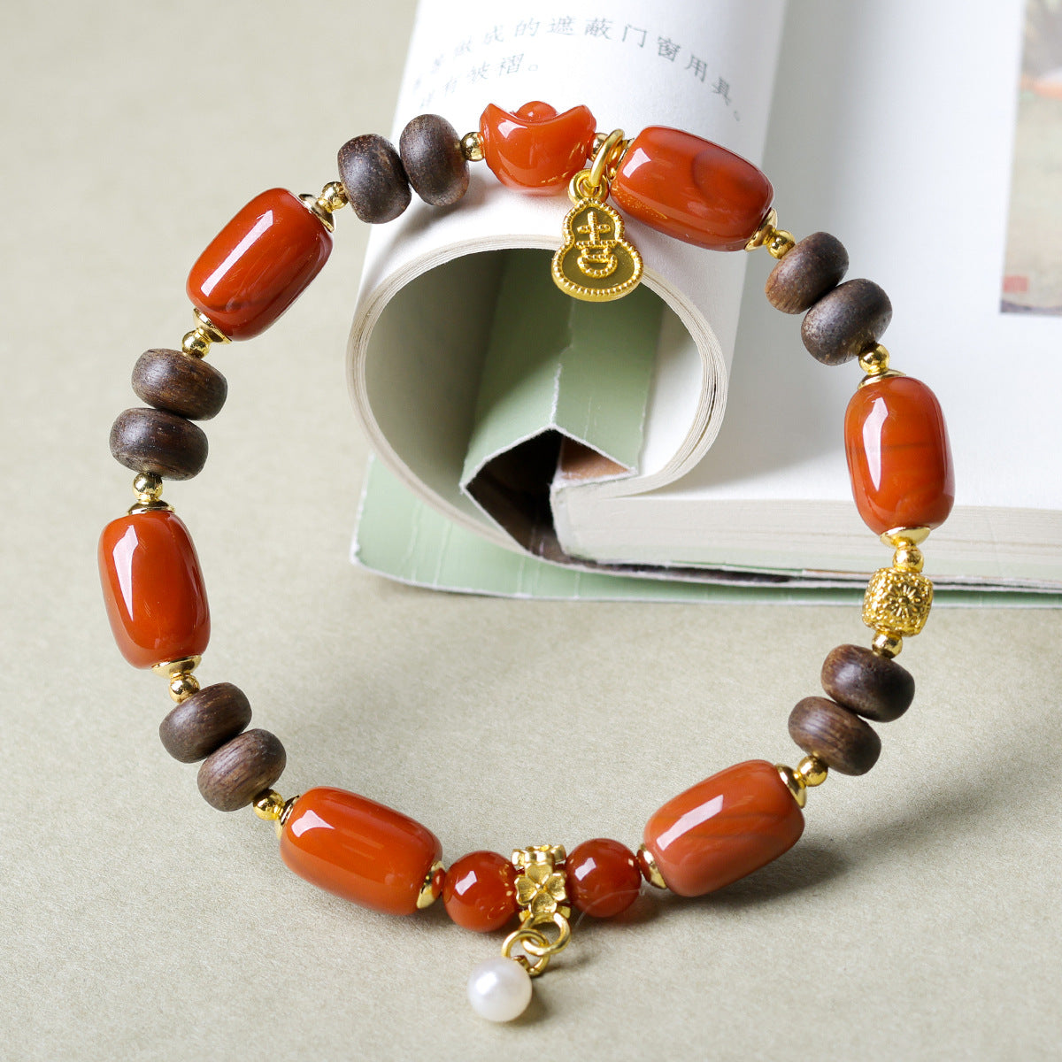 Red Agate Barrel Beads Laterite Eaglewood Bracelets