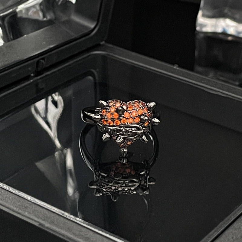 Dark Taboo Rose Cross Open Female Rings