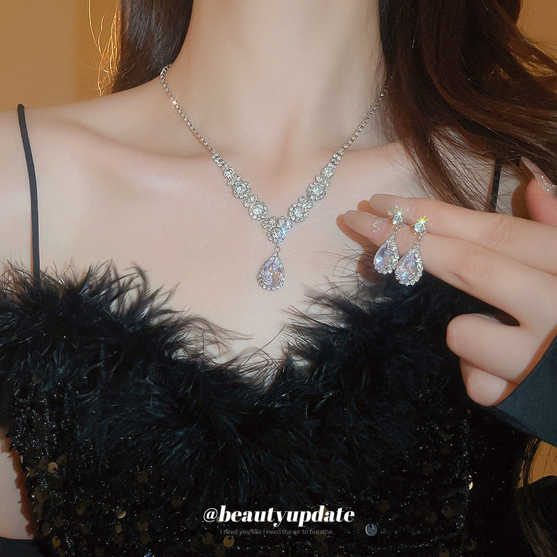 Women's Zircon Water Drops High Sense Affordable Jewelry Set