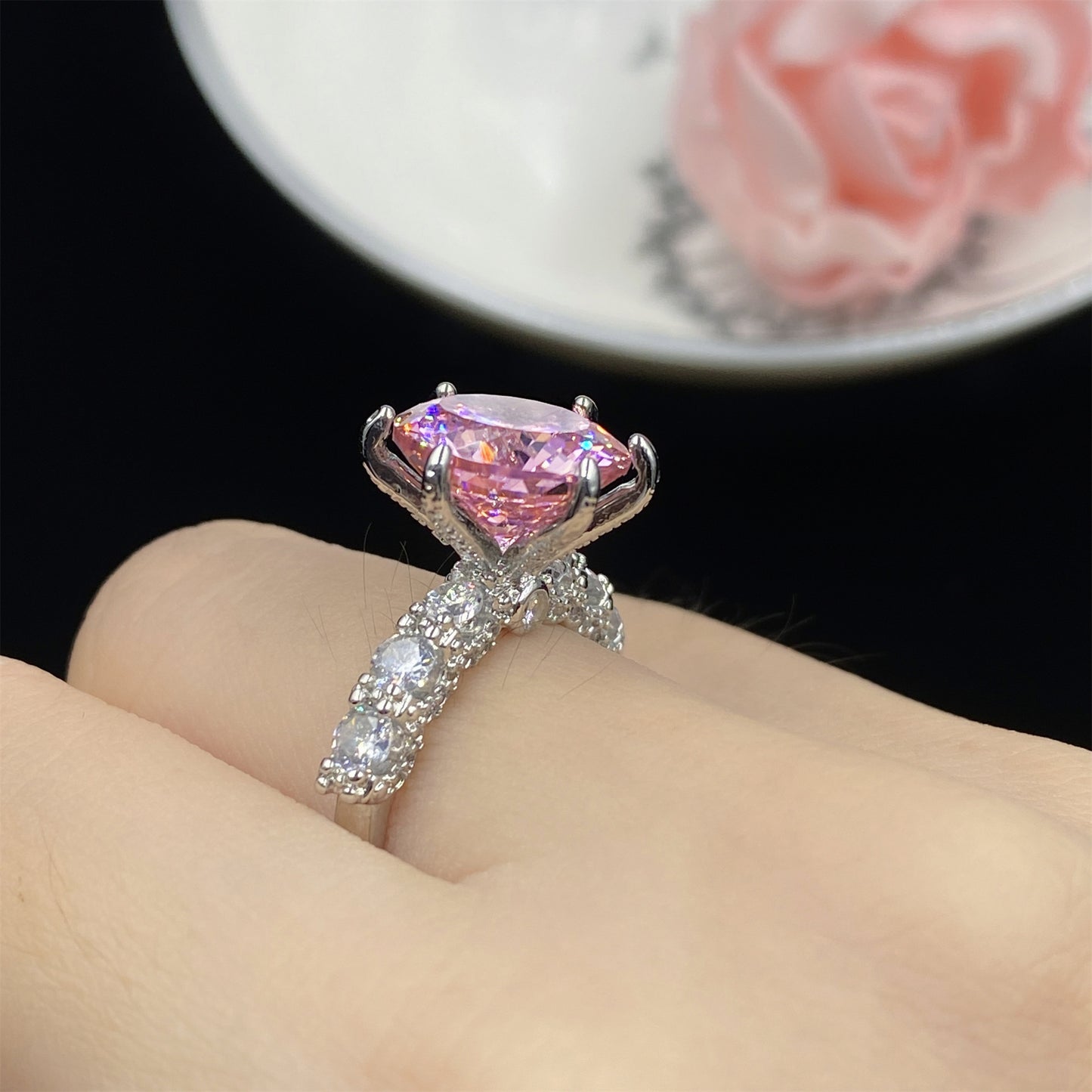 Spodumene Purple Pink Zircon Simple Temperament Open Female Rings