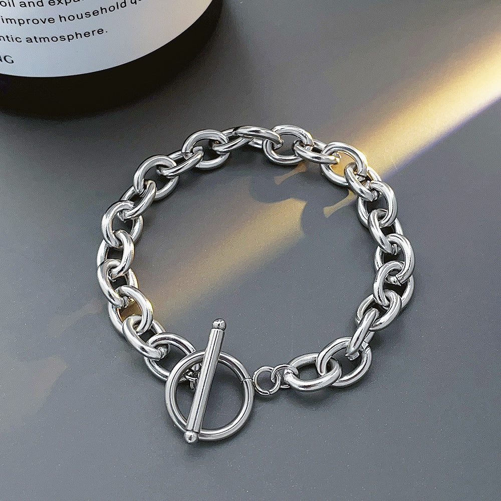 Women's & Men's O-shaped Titanium Steel Tide Unique No Color Fading Bracelets