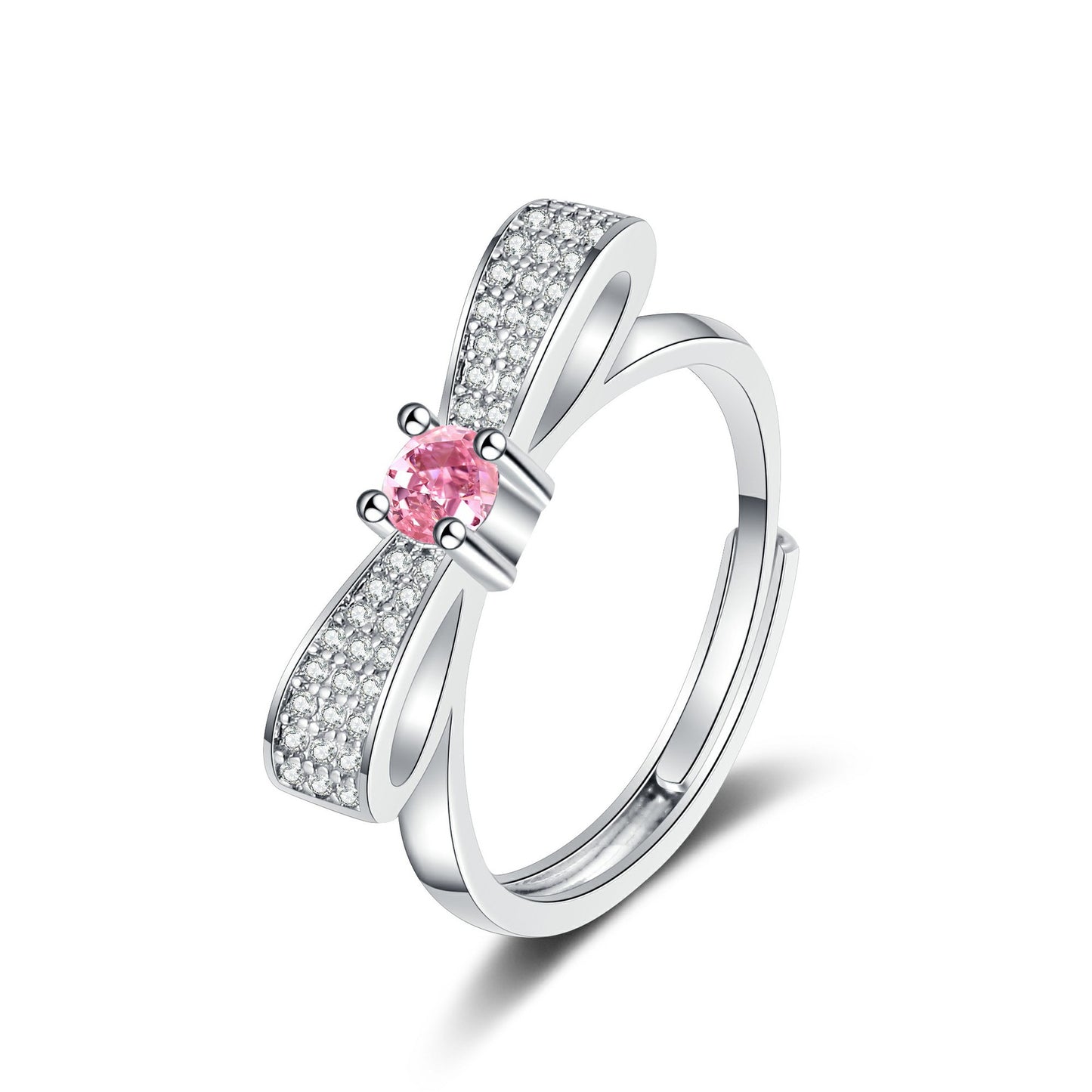 Exquisite Pink Love Heart-shaped Fashionable Personality Open Rings