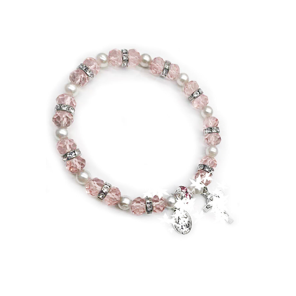 Crystal Elastic Beads Female Refined Simple Rose Bracelet