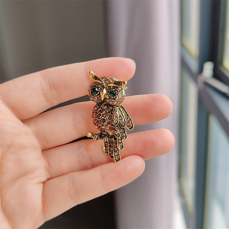 Unique Exquisite Owl Full Diamond Corsage Brooches