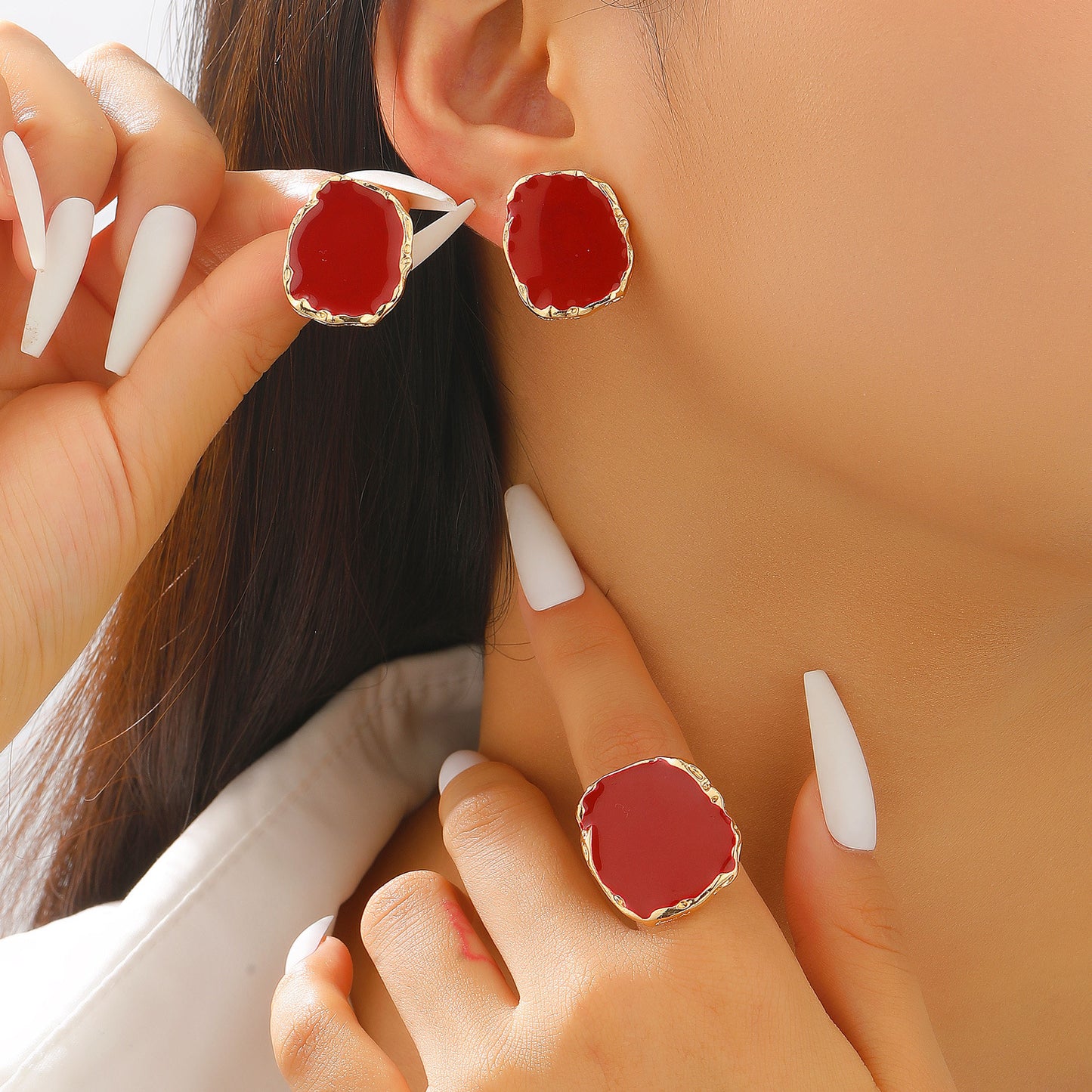Women's Alloy Irregular Golden Edge Drip For Retro Personality All Jewelry Set