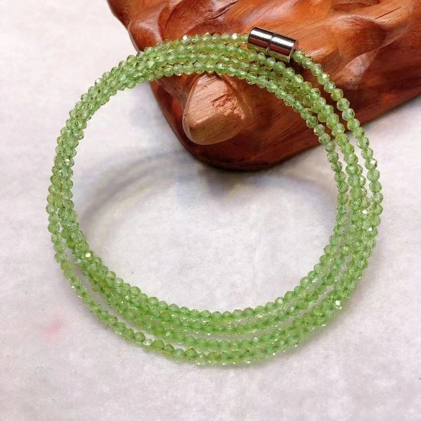 Pink Tourmaline Garnet Faceted Olive Lime Blue Moonlight Long Bracelet