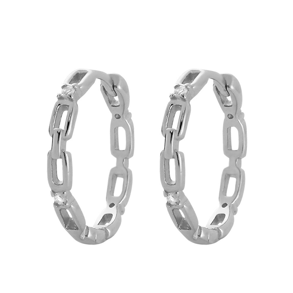 Women's Sier Style Personality Chain Geometric Earclip Earrings