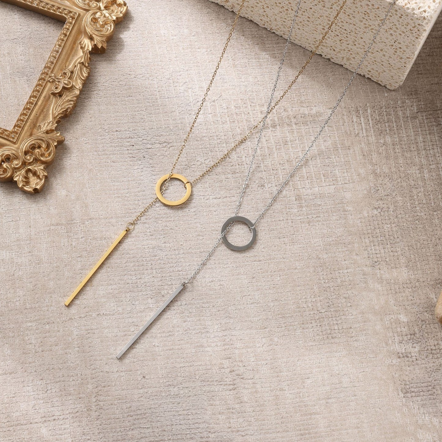 Stainless Steel Clavicle Chain Geometric Round Necklaces