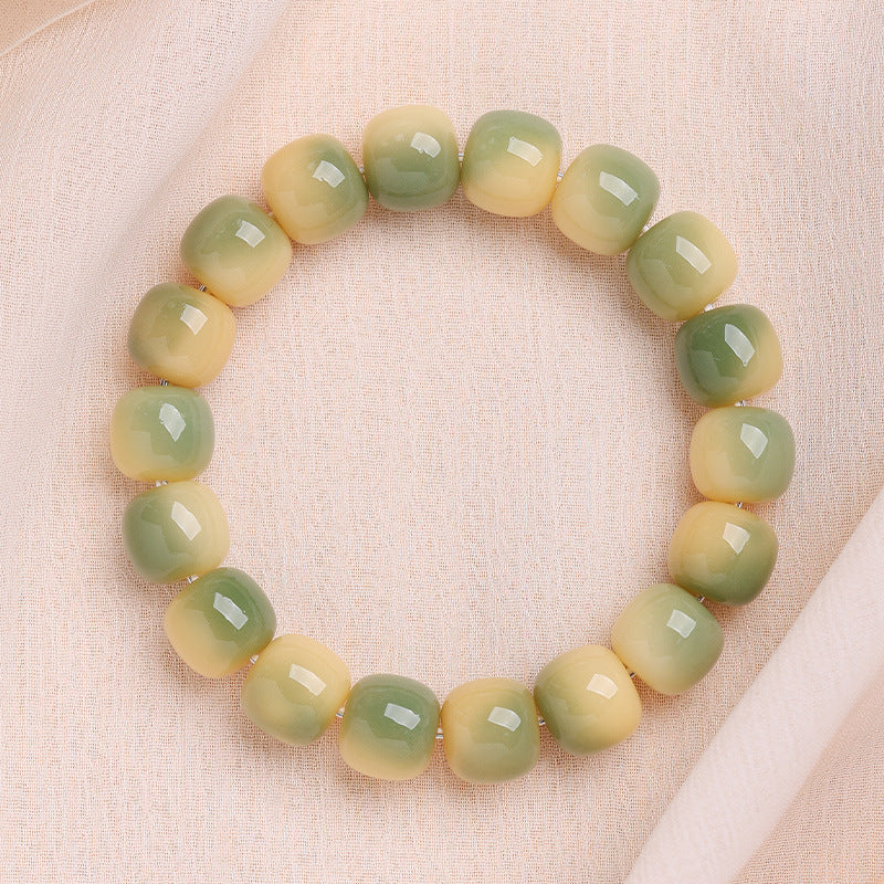 Men's Bodhi Pliable Temperament Skin Root Gradient Old Barrel Buddha Beads Bracelet