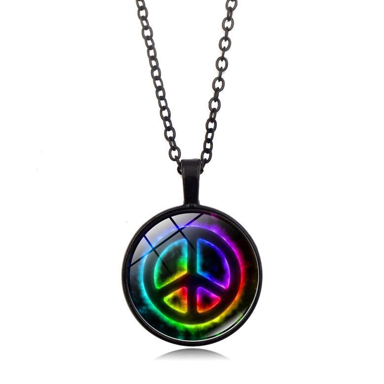Women's Flower Peace Logo Time Stone For Vintage Necklaces