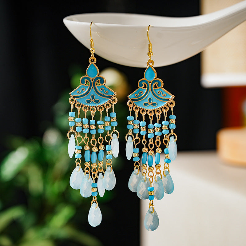 Women's Bohemian Bead Acrylic Water Drop Retro Vacation Rings