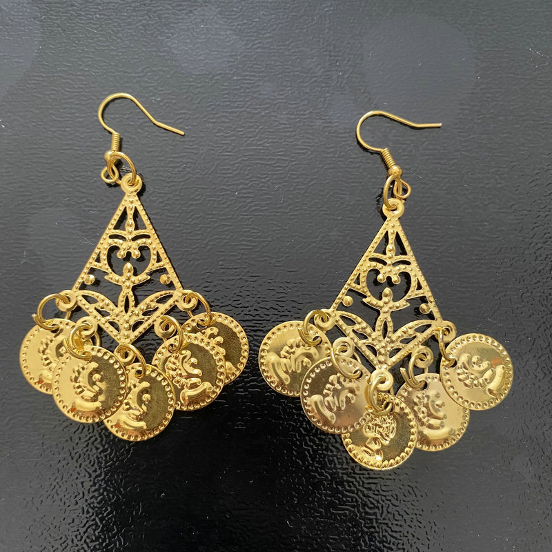 Indian Dance Stage Performance Belly Hair Clip Earrings