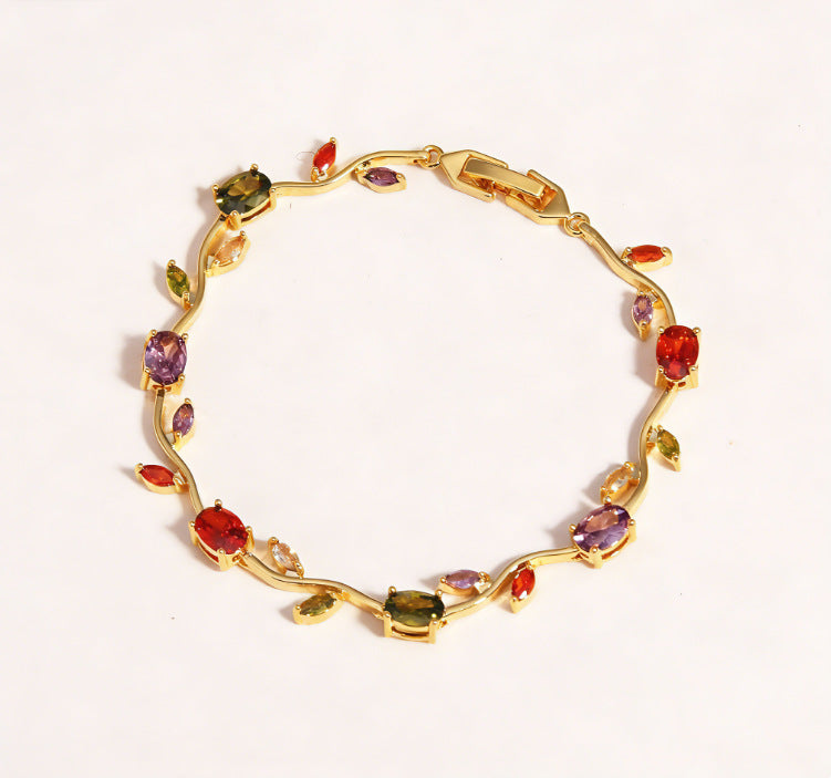 Tulip Colorful Crystals Gem Flower Light Bracelet