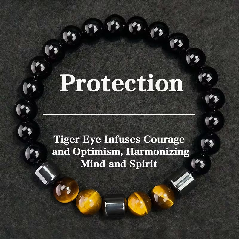 Beautiful Xi Obsidian Tricolor Tigereye Magnet Bracelets