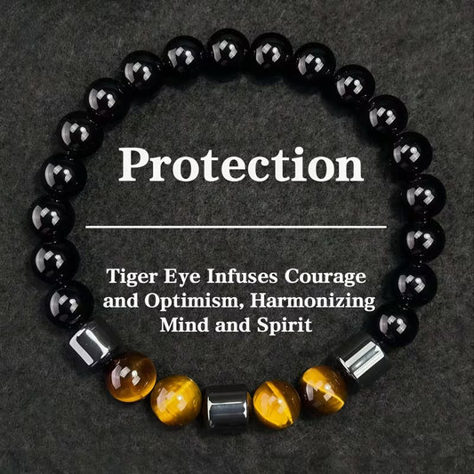Beautiful Xi Obsidian Tricolor Tigereye Magnet Bracelets