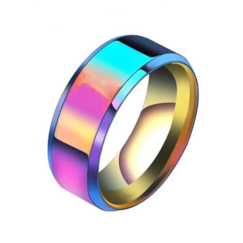 Men's Matte Double Bevel Stainless Steel Glossy Rings