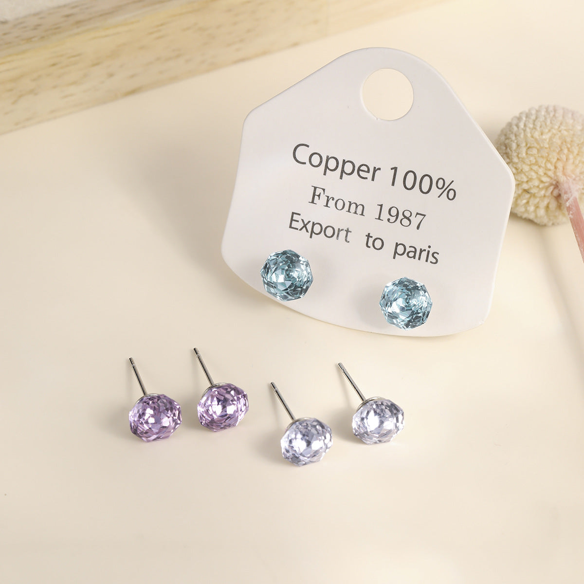 Super Flash Simple Millennium Rose Cut Stud Earrings