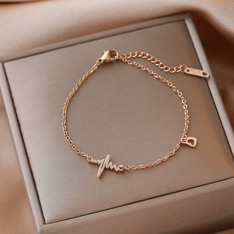 Titanium Steel Female Korean Minimalist Heart-shaped Bracelet